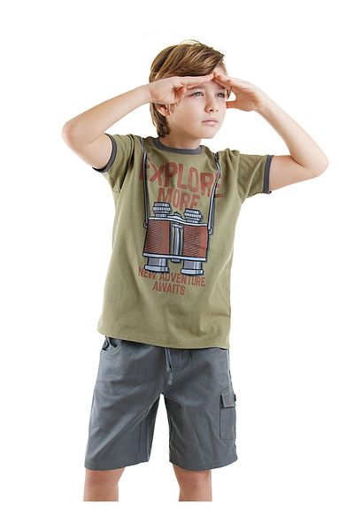Denokids Explore Boy's T-Shirt Gabardine Shorts Set