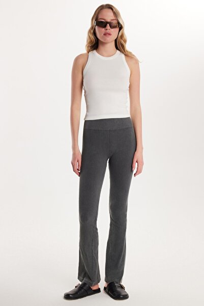 Tudors Women's Slim Fit Slim Fit Ribbed Skinny Leg Anthracite Trousers