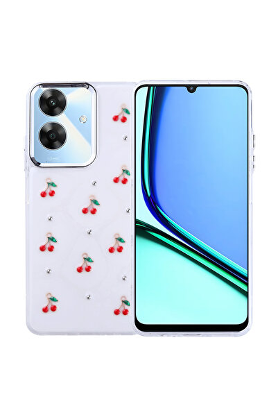 Ahlttiba حافظة متوافقة مع هاتف Realme Note 60 المحمول، غطاء عمود شفاف فضي مع ...