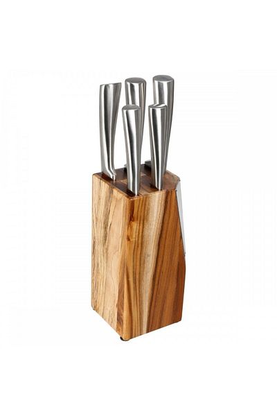 Secret de Gourmet Acacia knife set, stainless steel, in holder, 5 pieces