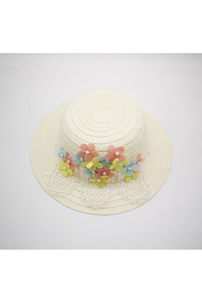 By Piera Girl's Floral Straw Hat 8786