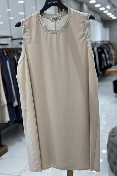 FUAT GÜRSEN FUAT GÜRŞEN Bej Renk Kolsuz Tunik