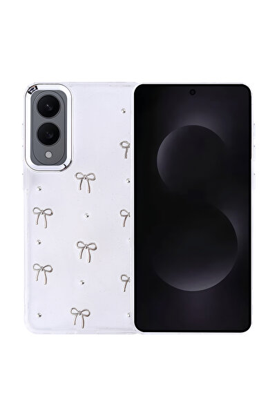 Ahlttiba حافظة متوافقة مع هاتف سامسونج جالاكسي S25 Edge، غطاء عمود شفاف فضي م...