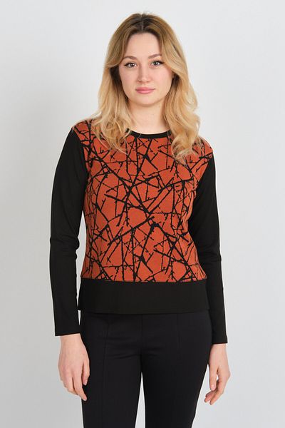 Sistas Women's Patterned Long Sleeve Blouse with Side Slits 24615 Tile