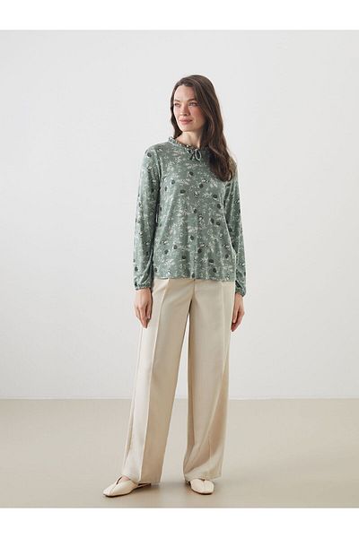 LC Waikiki Women's Blouse with Tie-Down Collar Flower