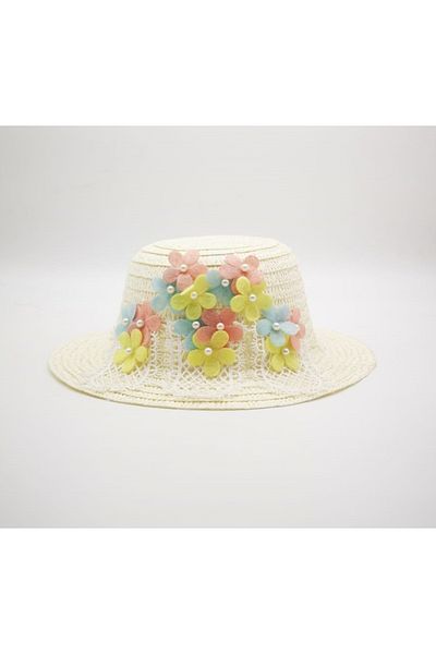 By Piera Girl's Floral Straw Hat 8786