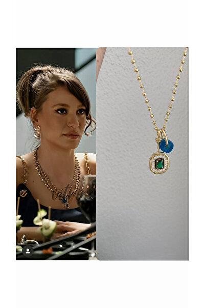 mibrillo الصلب الأخضر حجر الرغيف الفرنسي الزجاج الأزرق الخرزة قلادة Serenay مفصلة