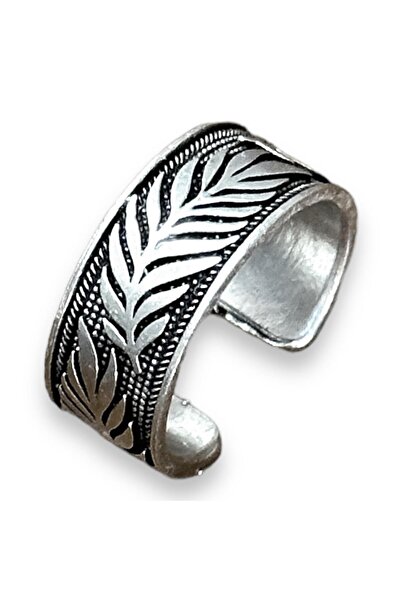 Takı Dükkanı Yaprak Motifli Ayarlanabilir Erkek Kadın Alyans Yüzük bby22