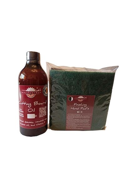 woodworker Kit Maintenance - Prep’N Shine-Cutting Board Oil & Hand Pad’s Mix Abrasive-500 ml