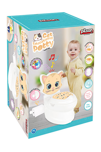 PİLSAN Educational Potty with Music and Lights for Children Pilsan Cat, Paper Holder, Age 18 Months +