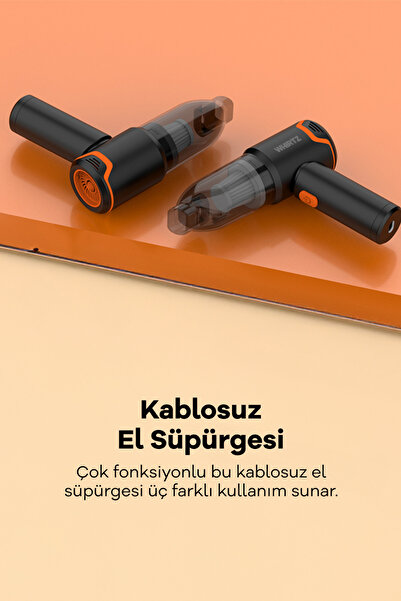 Whirtz Şarjlı Araç Içi Süpürge - Kablosuz Kullanım, Güçlü Emiş Gücü
