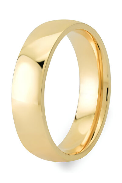 Takı Dükkanı 6 mm Altın Kaplama Gümüş Alyans Söz Nişan Yüzüğü al44-1