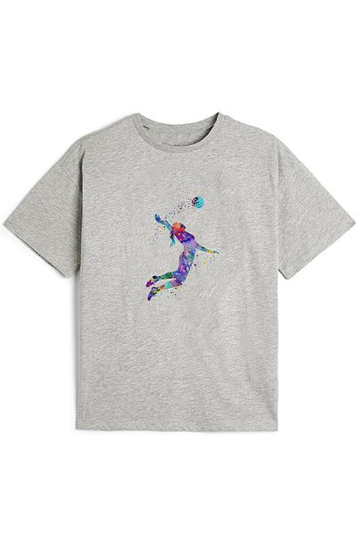 makiteks Bumbac Pieptănat Fată Băiat Unisex Tricou Imprimat Tricou 5 6 7 8 9 10 11 12 13 14 ani Volei03