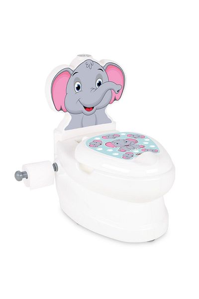 PİLSAN Educational Potty with Music and Lights for Children Pilsan Elephant, Paper Holder, Age 18 Months +