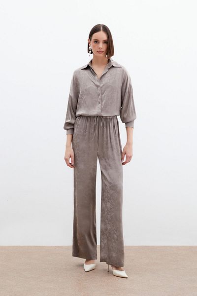 Sateen Pantaloni din satin jacquard - nurcă