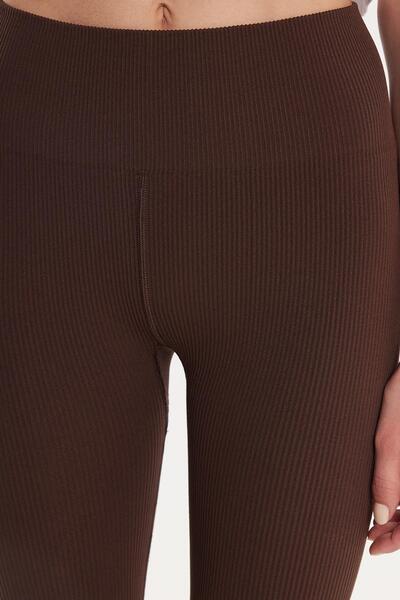 Tudors Women's Slim Fit Slim Fit Ribbed Skinny Leg Brown Trousers