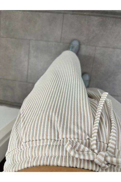 soBasic Muslin Fabric Soft Textured Striped Jogger Shalwar Track Pants
