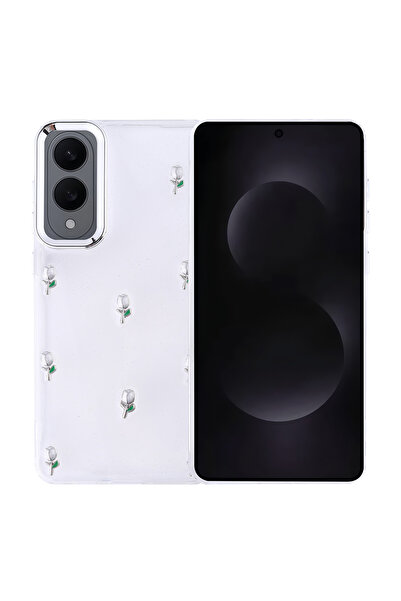 Ahlttiba حافظة متوافقة مع هاتف سامسونج جالاكسي S25 Edge، غطاء عمود شفاف فضي م...