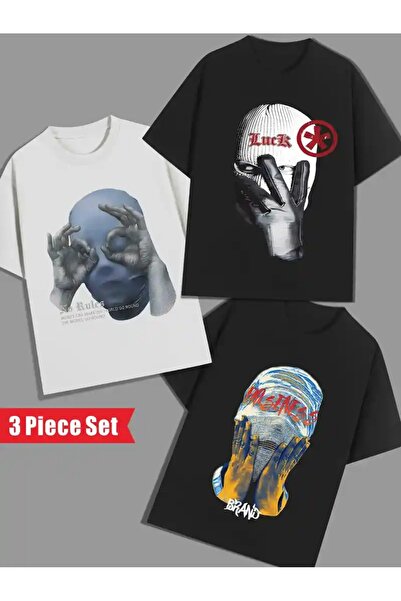AN Trend Moda Set de 3 tricouri pentru bărbați Esinili - Bumbac moale, tricou...