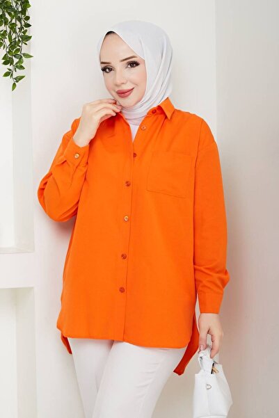 AVK MODA Γυναικείο πουκάμισο ABS Boyfriend Hijab πορτοκαλί