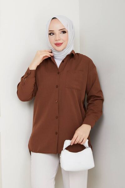 AVK MODA ABS Boyfriend Скромна кафява дамска риза