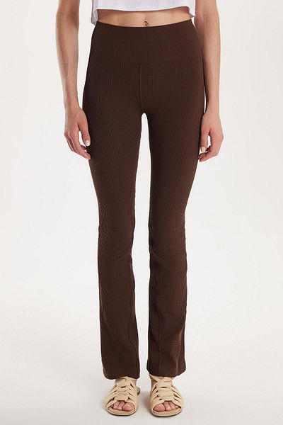 Tudors Women's Slim Fit Slim Fit Ribbed Skinny Leg Brown Trousers