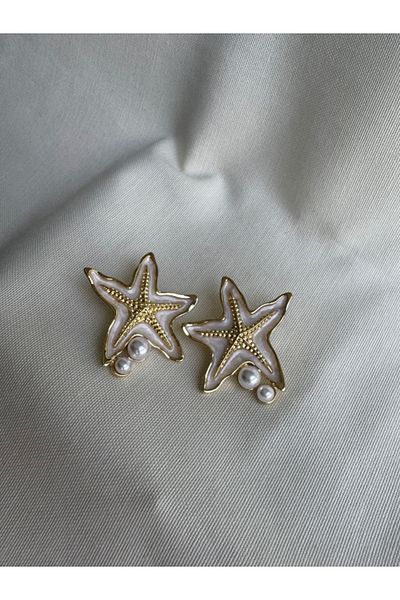 bijuxbymrv Pearl, Mother of Pearl Star Earrings