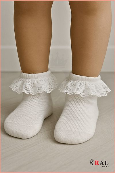 KRAL SOCKS Newborn 2-Piece Lace Cotton Baby Girl Socks