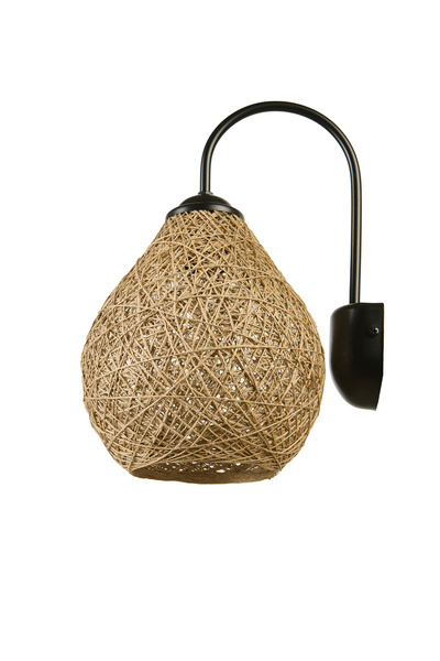 Bozyaka Aydınlatma Etna Dekoratif Metal Siyah Gövde Hasır Aksesuar Duvar Aplik