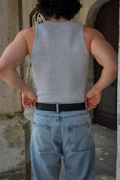 Liber Men's Ribbed Tank Top - Cotton Flexible Athlete Cut