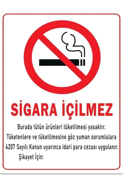 nevayapıvedekorasyon Sigara içilmez uyarı levhası yönlendirme tabelası 21x30cm