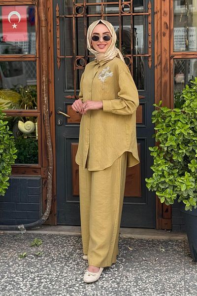 Nurcan Çetin Nurcan Çeti̇n Trousers Suit 25448 Acid Yellow