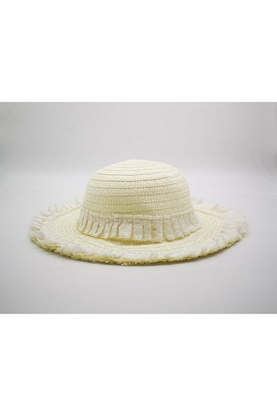 By Piera Girl's Lace Straw Hat 8783