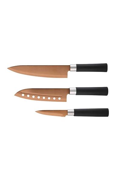 Bergner Σετ 3 μαχαιριών Bergner Samurai, από ανοξείδωτο ατσάλι, με επίστρωση χαλκού