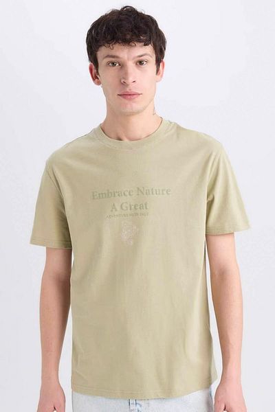 DeFacto Regular Fit Crew Neck Light Khaki Men's T-Shirt E0580Ax/Kh271