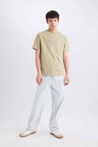DeFacto Regular Fit Crew Neck Light Khaki Men's T-Shirt E0580Ax/Kh271