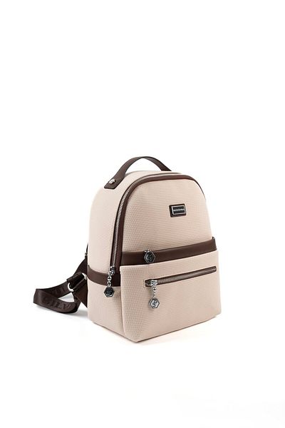 Silver Polo Ασημί & Polo Beige - Καφέ SP1061 Γυναικείο σακίδιο πλάτης