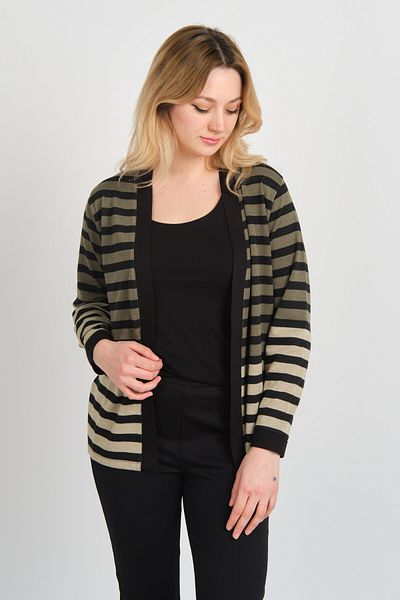 Sistas Women's Striped Buttonless Jacket 24908 Khaki