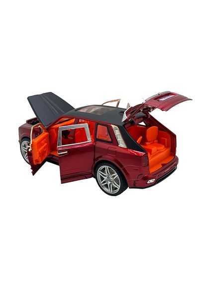 JPT Rolls Royce Cullinan burgundy replica model with sound, lights, horn, opens everything