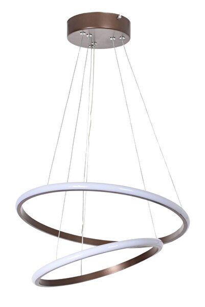 Modavize Sonya Modern Tasarım Yatak Odası - Salon - Mutfak Kahverengi Renk Beyaz Ledli 2 Li Led Avize