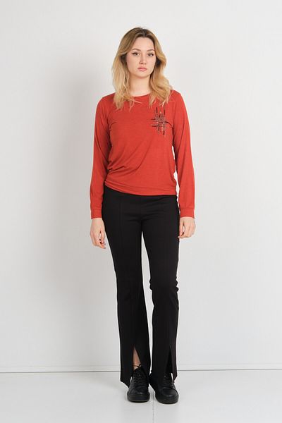 Sistas Women's Stone and Bead Decorated Long Sleeve Blouse 24589 Tile