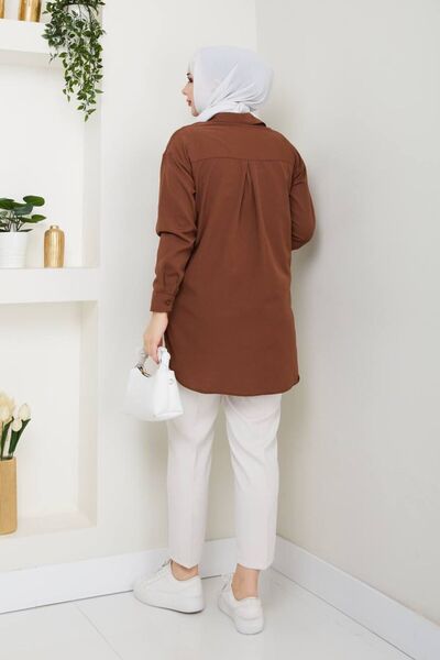 AVK MODA ABS Boyfriend Скромна кафява дамска риза