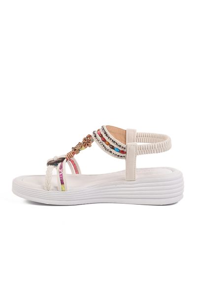 AYAKMOD White Embroidered Lightweight Women's Sandals Florin T-008 Z