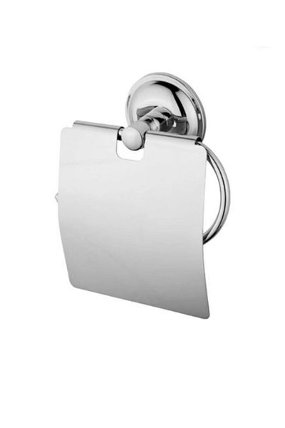 İSAOĞLU YAPI Toilet Roll Holder with Cover Chrome Bathroom Roll Holder Stainless Modern Design