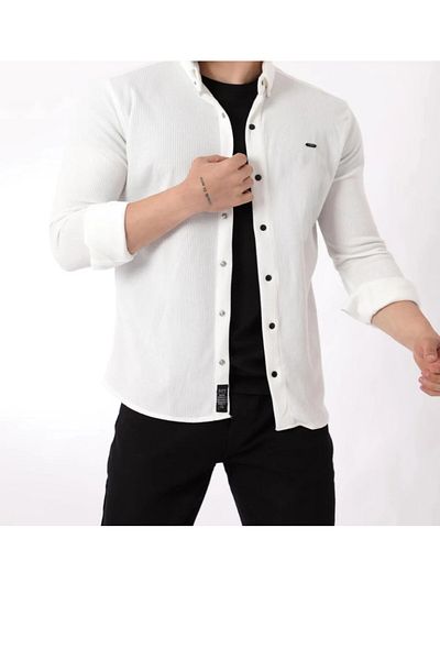 TARZZİNG Men's Long Sleeve Combed Cotton Twill Shirt