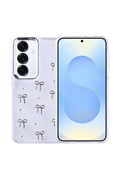 Ahlttiba حافظة متوافقة مع هاتف سامسونج جالاكسي S24 بلس، غطاء عمود شفاف فضي مع تصميم وسادة هوائية