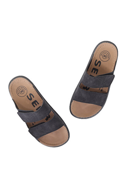 Vojo Ironside Velcro Άνετη Σόλα Ρυθμιζόμενη Hospital Sea Pool Beach Ανδρικές Παντόφλες Μαύρες