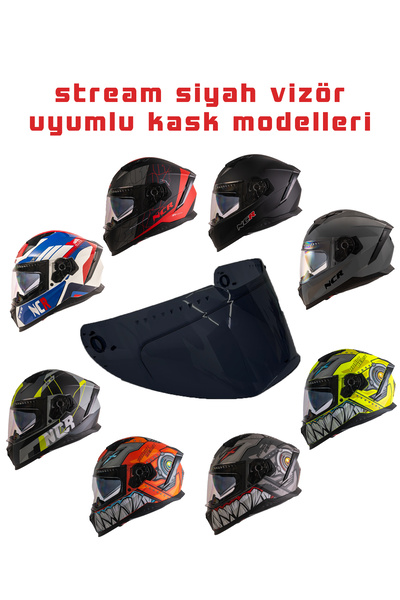 Emporium Stream Full Face Siyah Vizör (M69)