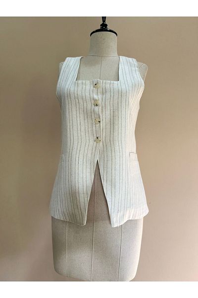 FEMİNEER.com Square Collar Linen Vest