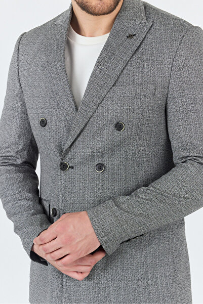 Frappoli Reggina férfi fekete-szürke saját mintás 4 évszakos karcsúsított, kétsoros öltöny